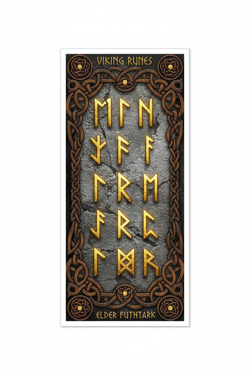 Runes printable bookmark Elder Futhark design